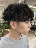 大阪波巻きパーマメンズマッシュツイストスパイラルパーマ30代