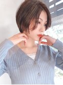 Say.ショートボブブルーカラーデジタルパーマミニウルフ表参道
