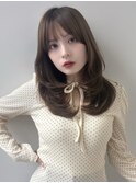 韓国ヘア/前髪カット/レイヤーカット/ベージュ/ミディアム