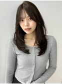レイヤーカット アッシュブラウン 顔周りカット 韓国レイヤー