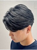 ダークアッシュニュアンスパーマ韓国マッシュベリーショート