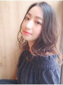 アンブレラカラー/こなれミディ/ウェーブパーマ/前髪/錦糸町