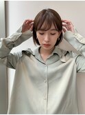 ミニボブシースルーバングワンレンボブ