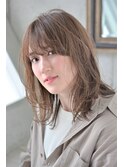 くびれセミディ×ヘルシーレイヤー/斜めバング/アッシュブラウン