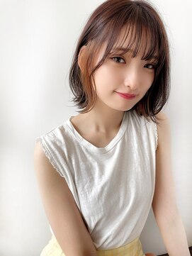 ハピネス 王寺店(Happiness) ボブ カーキグレージュ フェザーバング 大人かわいい 20代30代