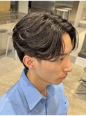 天神フェザーショートニュアンスパーマメンズサロンカルマパーマ