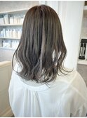 福山市美容室Caaryグレージュ透明感カラーセミロングヘア