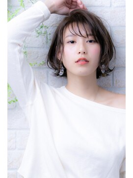 ヘアーアートシフォン 川口東口店(hair art chiffon) ココアブラウン&大人かわいい前髪のフリンジウェーブセミディ