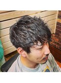 マッシュツーブロックなし強めスパイラルパーマヘア