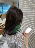 イヤリングカラー【グリーン】×オリーブブラウン