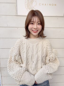 シェノン(CHAINON) 韓国風フェザーバング外ハネくびれボブショコラ30代梅ヶ丘美容室