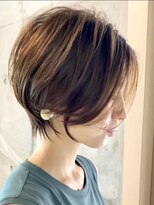 ラフ 立川(Laff)&nbsp;大人可愛い丸みショート耳掛けショートボブグレーベージュ