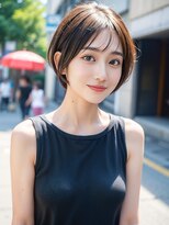 ムウ 難波(MOU)&nbsp;ナチュラルボブルフ黒髪ネビージュ小顔ワンレン20代30代40代50代