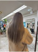 ホワイトブロンド美髪ハイライト セミロング バレイヤージュ