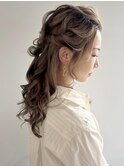 結婚式二次会ヘアセットハーフアップスタイル