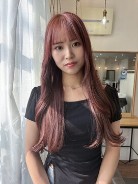 ムク(Muku) ブリーチなしのピンクブラウン × ゆる巻(AIRI指名)