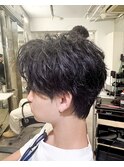 お客様スタイルセンターパート緩め無造作ツーブロパーマ