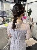 編み下ろしセット/ポニーテール/結婚式ヘアセット/金箔/表参道