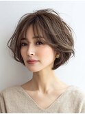 白髪ぼかし脱白髪染め似合わせショートボブ40代50代60代