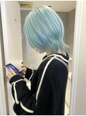 J3_ ペールミントブルー ブリーチ3回～