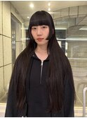 顔まわりカット姫カットデザインカット黒髪ロング
