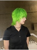 ライムグリーンウルフケアブリーチビビッドカラー
