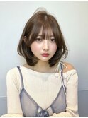ミディアムボブレイヤー透明感カラー