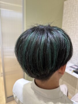 ヘアブロス 水戸店(hair BROS) メンズ デザインカラー 黒髪 メッシュ
