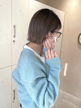 ローヴ 梅田(L'aube) 切りっぱなしボブ　髪質改善　オリーブベージュ　グレージュ