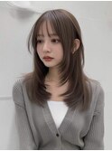 レイヤーロング/顔まわりレイヤー/シースルーバング/透明感/清須