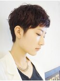 暗髪ラフエッジ ウエットベリーショート/20代/30代/40代