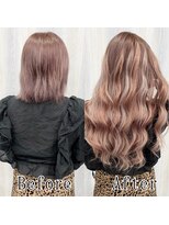 あるじゃんすー 新宿店&nbsp;ピンクベージュ×ピンク#シールエクステ#セミウェットウェーブ