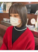 ツヤボブ☆ミニボブオリーブベージュ前下がり10代20代韓国風ヘア