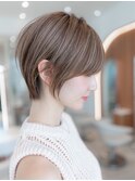 20代30代大人かわいい/斜めバング/デザインカラー/ショートボブ
