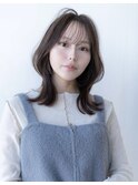 大人かわいい前髪セシルカットココアブラウンフリンジウェーブ