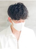 爽やかマットショート☆ビジネス刈り上げツーブロックブラック