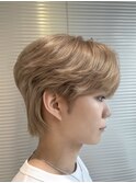 ケアブリーチブロンドエンドカラーフェザーパーマ韓国マッシュ