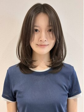 ラミエバイメルト 下北沢(lamie by melt) レイヤーボブ顔周りカットオリーブベージュシースルー下北沢韓国