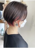 #ショートヘア#インナーカラー#レッド