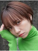 大人可愛い20代30代40代黒髪前下がりひし形小顔ボブ丸みショート