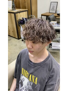 エルオム(EL.HOMME) 波巻きクリームパーマ/ベージュハイライト