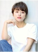 前髪あり耳掛け丸みくびれショートボブ20代30代40代50代(蘭)