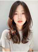 美髪レイヤー韓国ヘアロングくびれワンカールハッシュカット