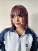 裾カラー10代20代30代ピンク×ブラックカラー