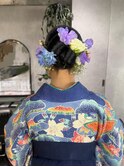 【立川cres奈佳子】ヘアアレンジ　タイトヘア　生花飾り