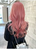 松尾菫菜/ハイトーンピンク/レイヤーカット/韓国ヘア