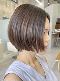 表参道酸性ストレートパーマ艶髪ショートベージュアッシュ40代