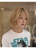 ボブレイヤー×抜きっぱなしブロンド[恵比寿/髪質改善/レイヤー]