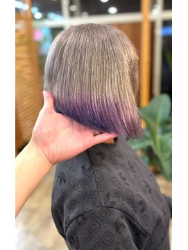 桃の木 ヘアー(桃の木 hair) シルバーパープルエンドカラーグラデーション