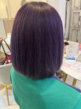 ハグクレア(HUG CLAIRE) カットダブルカラーラベンダーミディアム艶ボブ春日井市